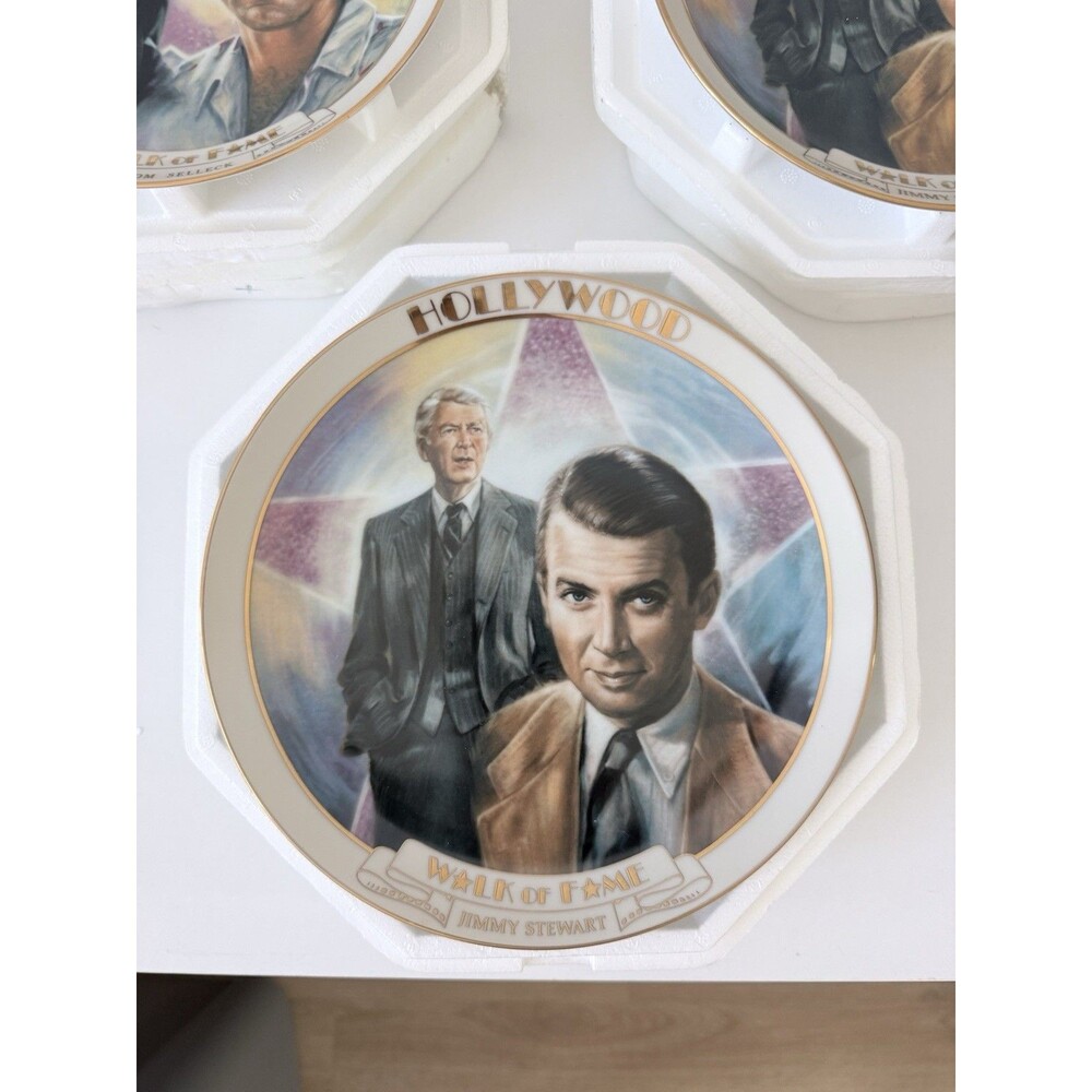 VTG Jimmy Stewart Hollywood Walk of Fame Plate Danbury Mint MCM #1233 #1234